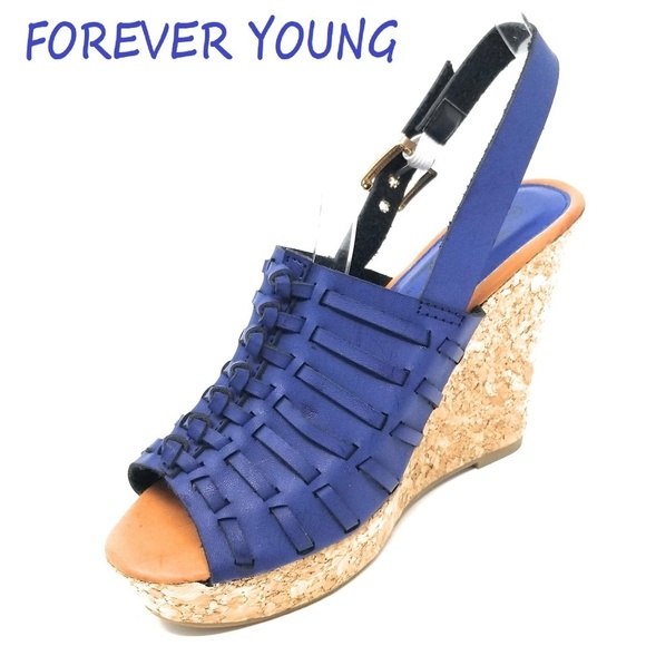 Women's Sandals, Tall Wedge Platform, HW-2645, Navy, Size 10 - Picture 1 of 4